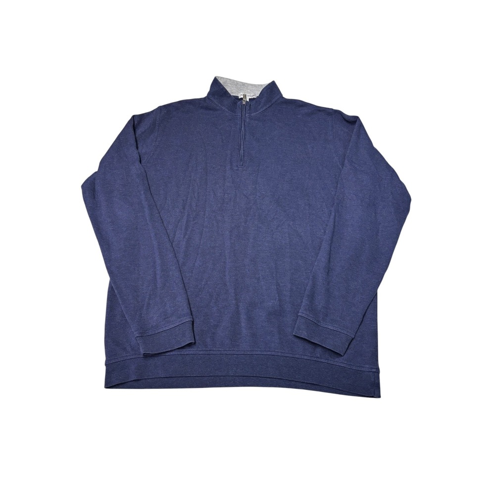 Peter Millar Mens Navy Blue Quarter Zip Pullover Sweater Large Cotton Modal